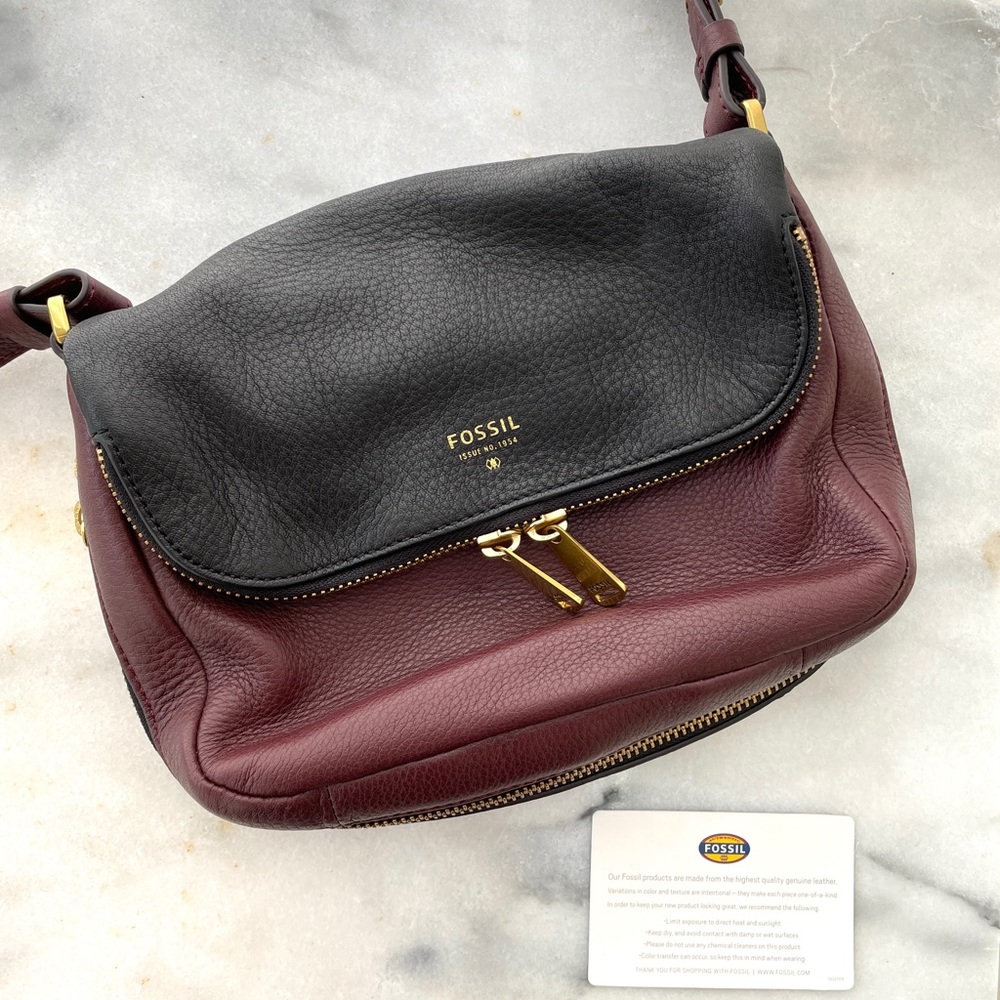 new Preston fossil leather two tone crossbody